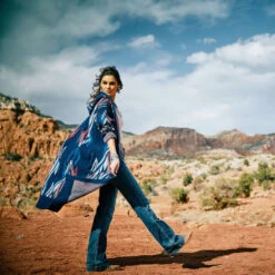 'Ariat' Women's Coatigan Chimayo Sweater - Navy Jacquard -inspired Pattern Created By The Artists At -The Outdoor Clothing Shop 10042144 lifestyle 1024x1024@2x