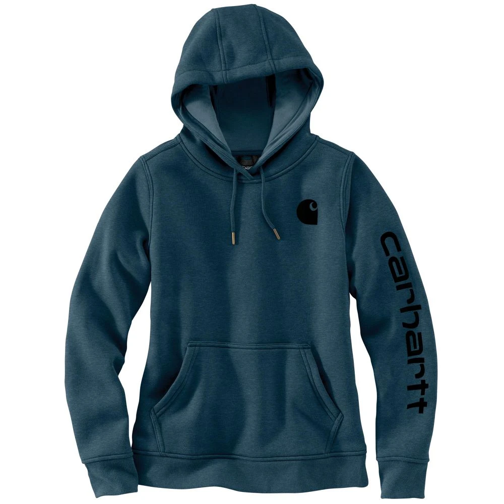 'Carhartt' Women's Clarksburg Logo Sleeve Graphic Hoodie - Night Blue Heather 'Carhartt' Women's Clarksburg Logo Sleeve Graphic Hoodie - Night Blue Heather -The Outdoor Clothing Shop