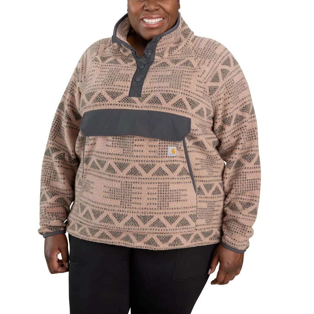 'Carhartt' Women's Fleece 1/4 Relaxed Fit Fleece Jacket - Taupe Aztec 'Carhartt' Women's Fleece 1/4 Relaxed Fit Fleece Jacket - Taupe Aztec -The Outdoor Clothing Shop