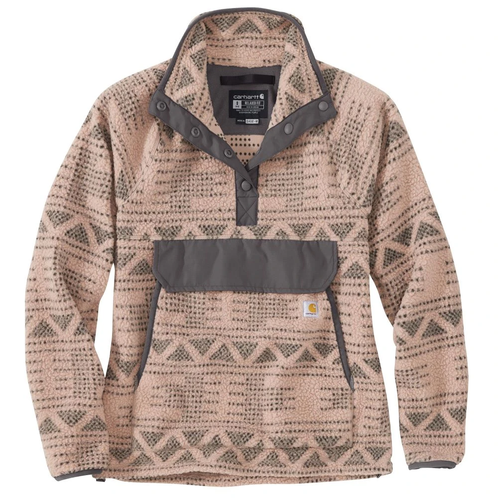 'Carhartt' Women's Fleece 1/4 Relaxed Fit Fleece Jacket - Taupe Aztec 'Carhartt' Women's Fleece 1/4 Relaxed Fit Fleece Jacket - Taupe Aztec -The Outdoor Clothing Shop