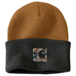 'Carhartt' Men's Knit Camo Patch Beanie - Carhartt Brown