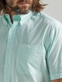 Wrangler 'George Strait' Men's Print Relaxed Fit Button Down - Mint Paisley -The Outdoor Clothing Shop 112324895 ALT2 1024x1024@2x