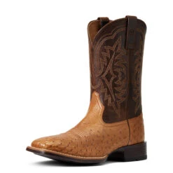 'Ariat' Men's 11" Night Life Ultra Western Square Toe - Ranger Smooth Quill Ostrich / Beam Brown -The Outdoor Clothing Shop S22 MNS WEST 10040345 3 4 front 1024x1024@2x