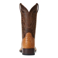 'Ariat' Men's 11" Night Life Ultra Western Square Toe - Ranger Smooth Quill Ostrich / Beam Brown -The Outdoor Clothing Shop S22 MNS WEST 10040345 heel 1024x1024@2x