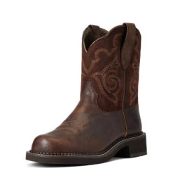 'Ariat' Women's 8" Fatbaby Heritage Tess Western Round Toe - Forest Brown / Jamocha -The Outdoor Clothing Shop S22 WMS WEST 10040264 3 4 front 1024x1024@2x